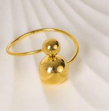 Load image into Gallery viewer, Ring - Stainless steel ring free size two gold balls
