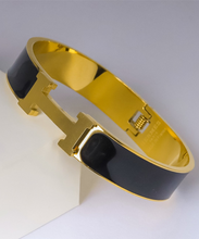 Load image into Gallery viewer, Stainless steel- bracelet black-gold bangle
