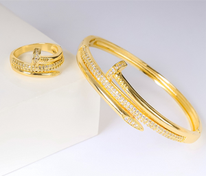 Set - 2 pieces bracelet and ring nail with zircon