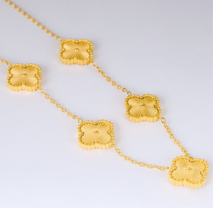 Stainless Steel- 5 flowers color Gold Necklace