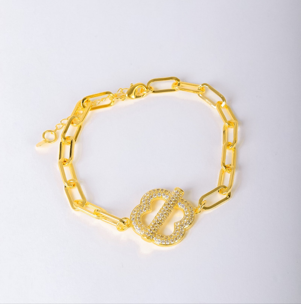 Bracelet - Gold zircon flower