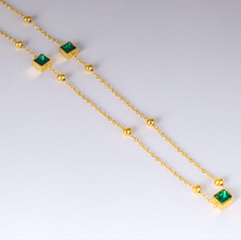 Load image into Gallery viewer, Stainless Steel- Necklace with green zircon stone
