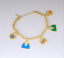 Load image into Gallery viewer, Bracelet - Stainless steel with colored pendants
