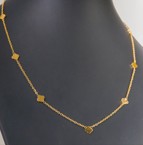 Stainless Steel- simple Gold flowers Necklace