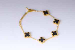 Stainless steel- black clover Bracelet