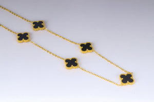 Stainless Steel- 5 flowers color black Necklace