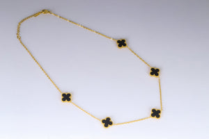 Stainless Steel- 5 flowers color black Necklace