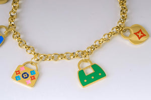 Bracelet - Stainless steel with colored pendants