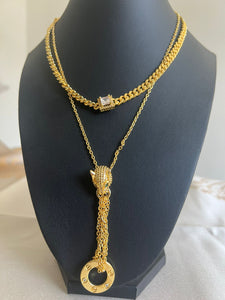 Necklace - Two chains simple tiger zircon stones