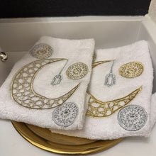 Load image into Gallery viewer, Two towels Gold Crescent Ramadan
