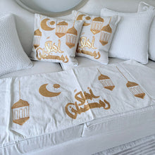 Load image into Gallery viewer, Two pillow case and runner gold Ahln Ramadan
