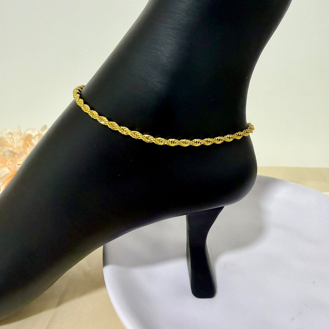 Anklet - stainless steel simple gold chain