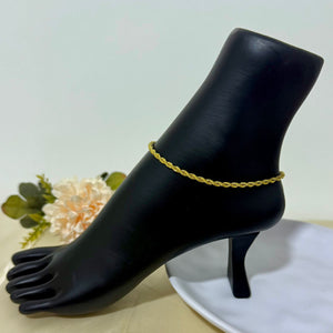 Anklet - stainless steel simple gold chain