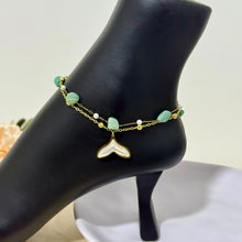 Load image into Gallery viewer, Anklet - stainless steel green stones
