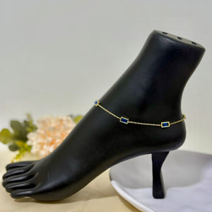 Anklet - stainless steel blue zircon stones