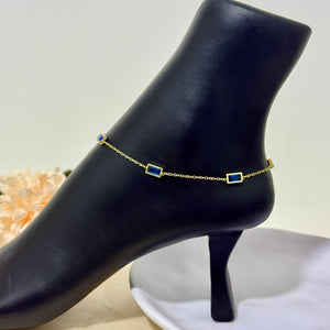 Anklet - stainless steel blue zircon stones