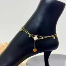 Load image into Gallery viewer, Anklet - stainless steel gold-white flower
