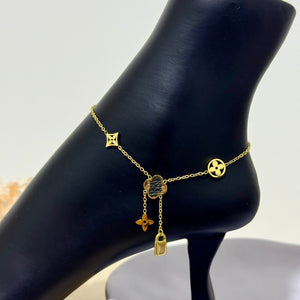 Anklet - stainless steel new trend gold flower