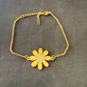 Bracelet - Stainless steel gold flower