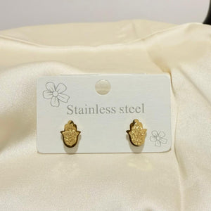 Earrings - Stainless steel gold small palm