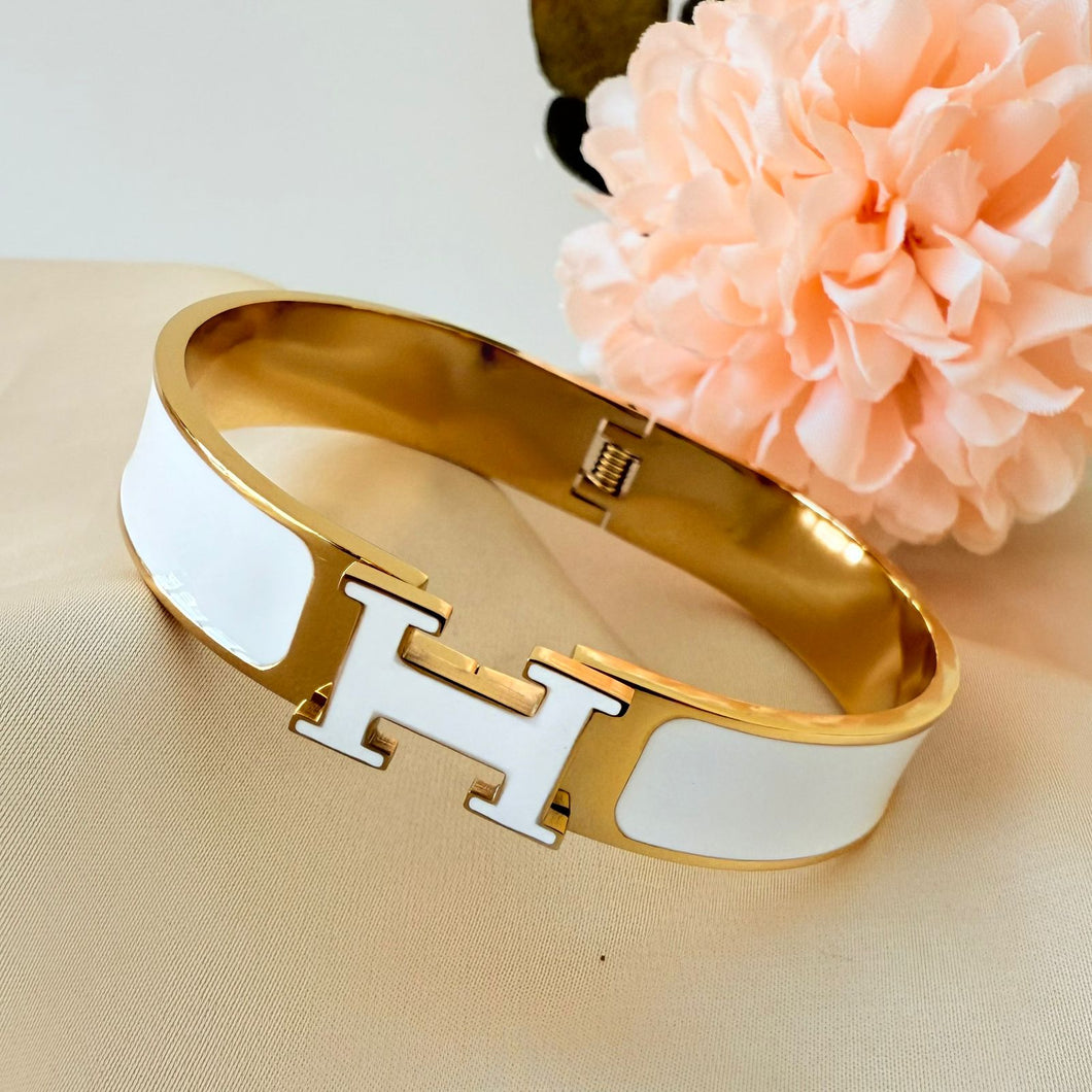 Stainless steel- bracelet white-gold H bangle