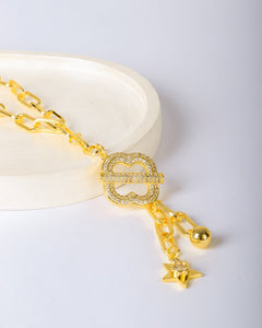 Necklace - Gold zircon flower