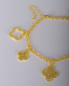 Bracelet - Gold zircon flowers