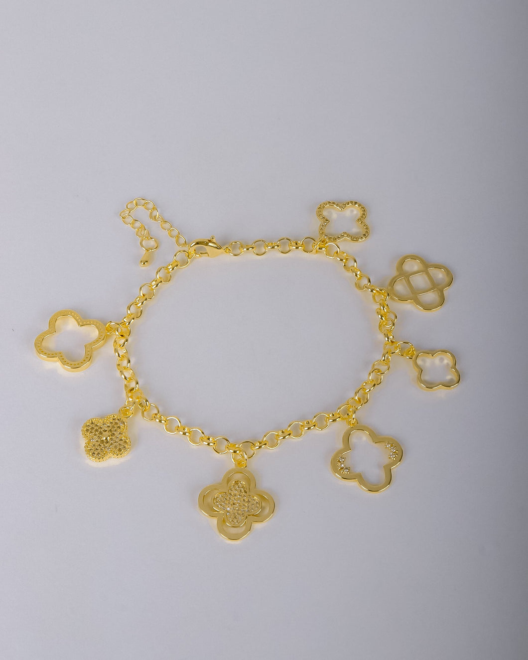 Bracelet - Gold zircon flowers