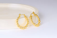 Load image into Gallery viewer, Stainless steel - Earrings gold balls with zircon stones
