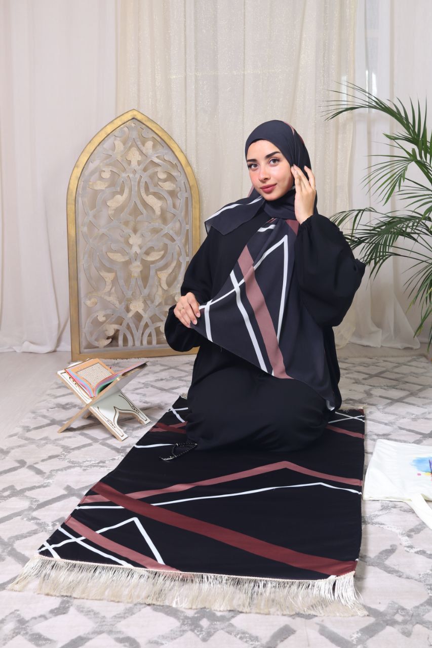 Prayer Set - black-maron Abaya