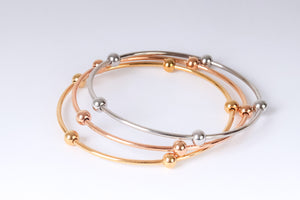 Stainless steel - 3 colored bangles with small balls