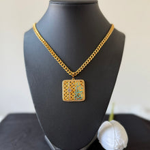 Load image into Gallery viewer, Necklace - long chain turquoise Masha2allah
