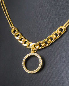 Necklace - Chain with circle zircon stones