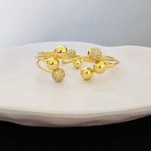 Load image into Gallery viewer, Sets - 2 pieces bracelet and ring free size gold zircon balls
