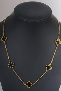 Stainless Steel- 5 flowers color black Necklace