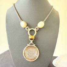 Load image into Gallery viewer, Necklace - 925k Silver big white stones arabic sentence
