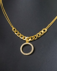 Necklace - Chain with circle zircon stones