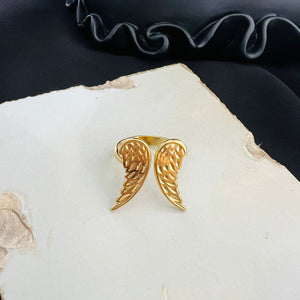 Ring - Stainless steel ring free size wings shape