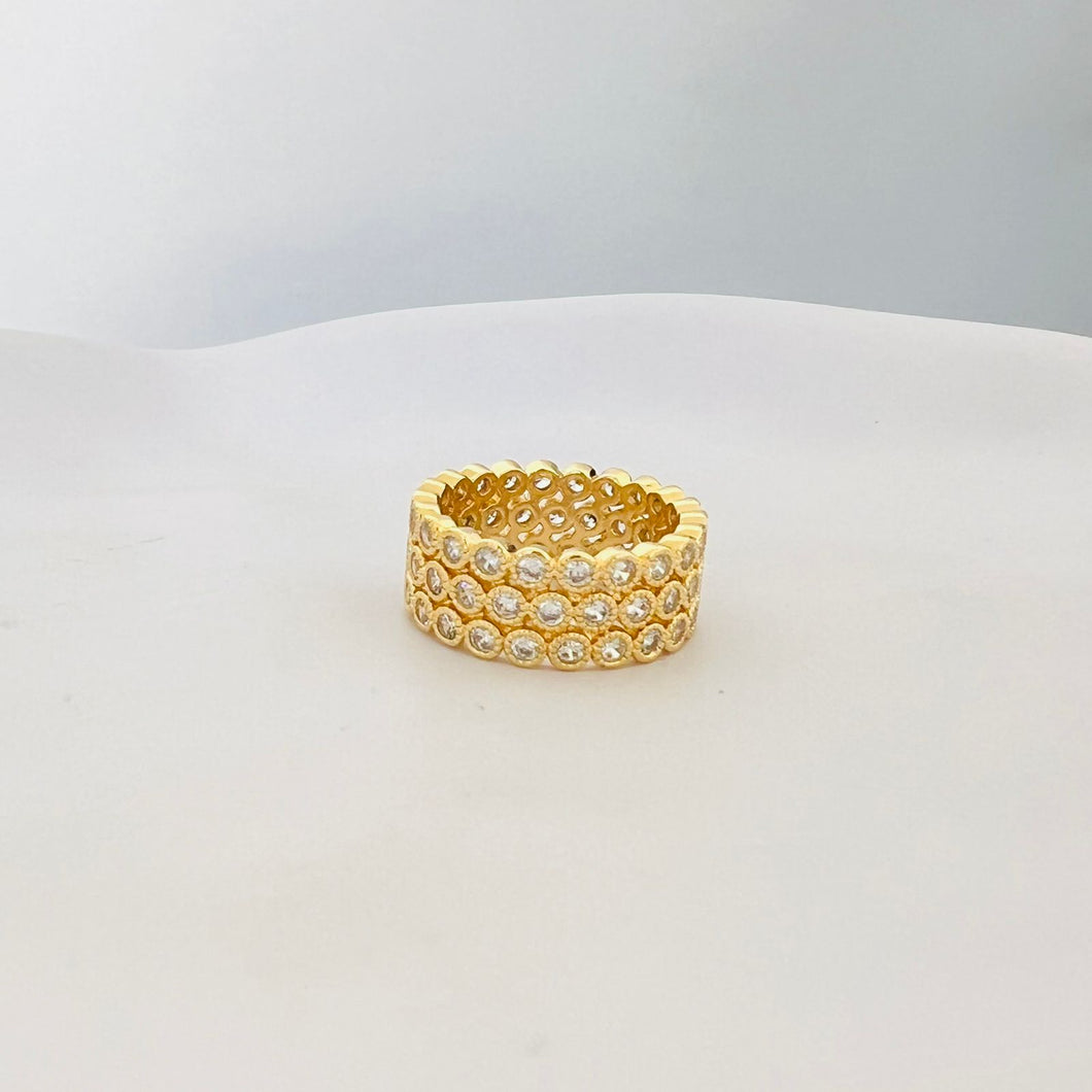 Ring - Gold ring zircon stones zigzag