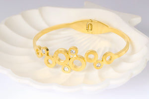 Stainless steel- bracelet gold and zircon circles