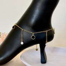 Load image into Gallery viewer, Anklet - stainless steel gold black flower
