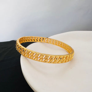 Bracelet - Simple gold flowers bangle