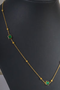 Stainless Steel- Necklace with green zircon stone