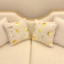 Load image into Gallery viewer, Two pillow case gold and silver Crescent and lantern
