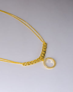 Necklace - Chain with circle zircon stones