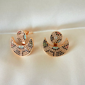 Earring - Simple crescent rose gold earrings