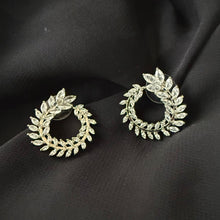 Load image into Gallery viewer, Earring - Simple zircon leaves trendy circle
