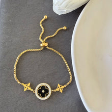 Load image into Gallery viewer, Bracelet - Stainless steel gold black flower
