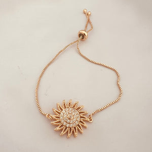 Bracelet - Simple rose gold zircon sunflower