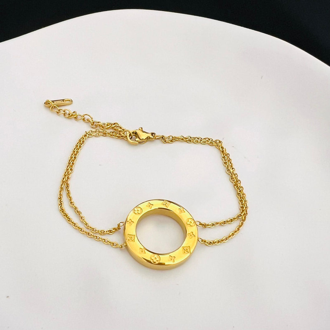 Bracelet - Stainless steel gold circle chain